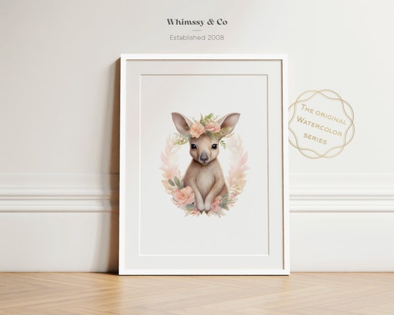 Nursery Wall Kangaroo Art Cute Baby Animal Print Digital Download Included Baby Shower Gift Kangaroo Theme Birthday