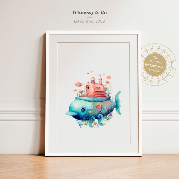 Nursery Prints Submarine Transportation Wall Art Digital Download Kids Decor Baby Shower Gift