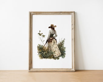 Vintage Cowgirl Art Print Rustic Western Wall Decor Farmhouse Country Home Digital Download