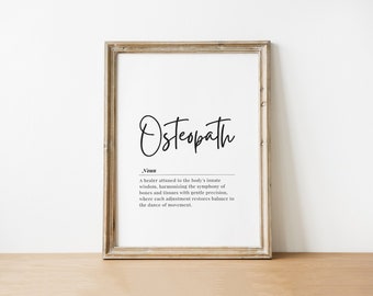 Osteopath Digital Download Definition Poster Gift Wall Art National Doctors Day