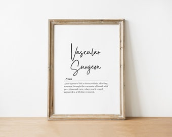 Vascular Surgeon Digital Download Definition Poster Gift Wall Art National Doctors Day