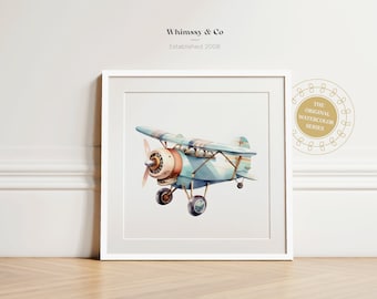 Vintage Airplane Print: Watercolor Nursery Decor (Digital Download)