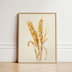 Wheat Stalk Watercolor Art Wall Art Fall Wall Decor Digital Download Farmhouse Wall Art Fall Home Decor Printable Wall Art Decor