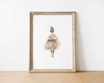 Blond hair ballerina in ballet tutu ballerina silhouette art Watercolor Digital Download