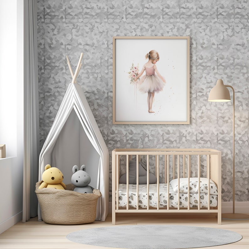 Ballerina Nursery Decor Watercolor Blonde Baby Ballerina Print Instant