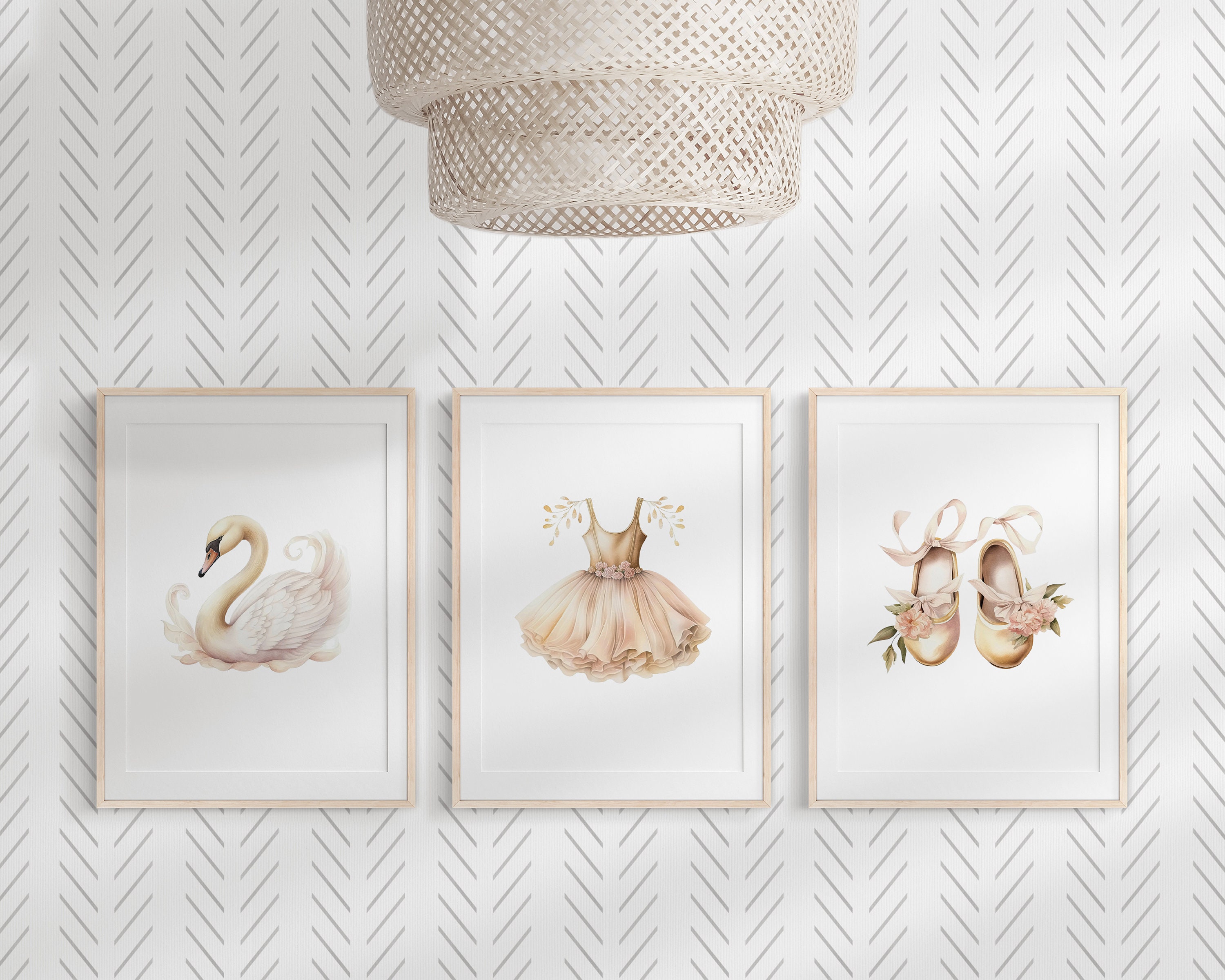 Ballet Watercolor Print Set: Swan Lake, Pointe Shoes, Ballerina Dress ...