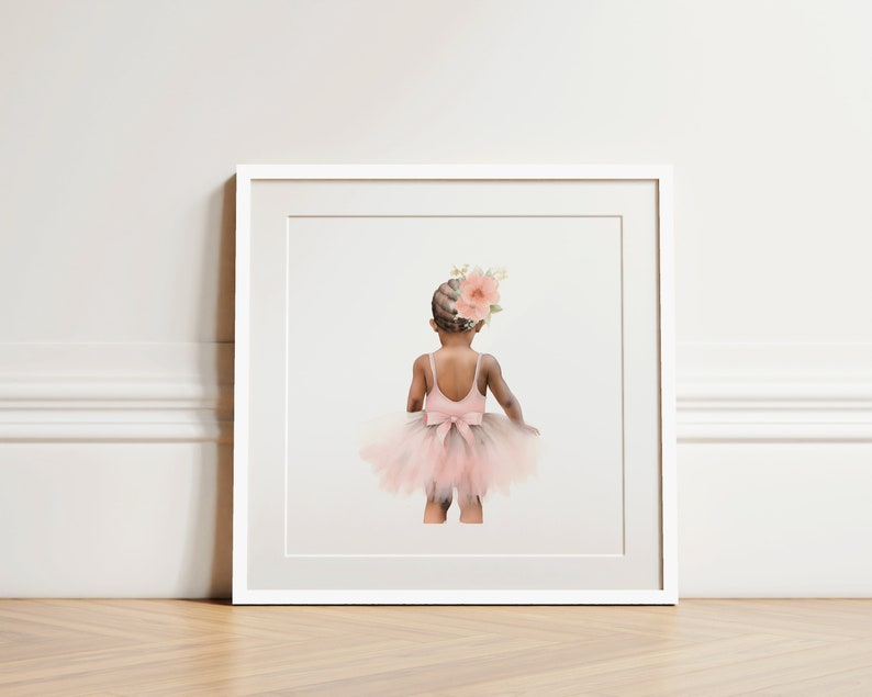 Black Ballerina Wall Art Little Girl Nursery Decor African American