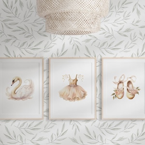 Ballet Watercolor Print Set: Swan Lake, Pointe Shoes, Ballerina Dress ...
