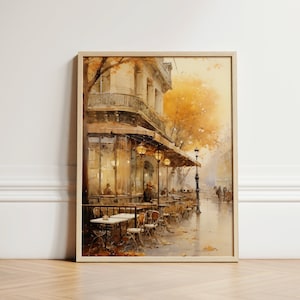 Autumn Parisian Cafe Wall Art Fall Wall Decor Digital Download Printable Wall Art Prints Minimalist Wall Art Modern Wall Art Home Decor