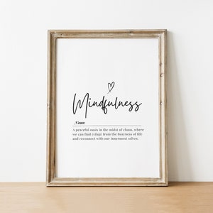 Impresión digital de cita de atención plena, arte de palabras inspiradoras, arte de pared de decoración del hogar, póster imprimible, caligrafía moderna, descarga Zen