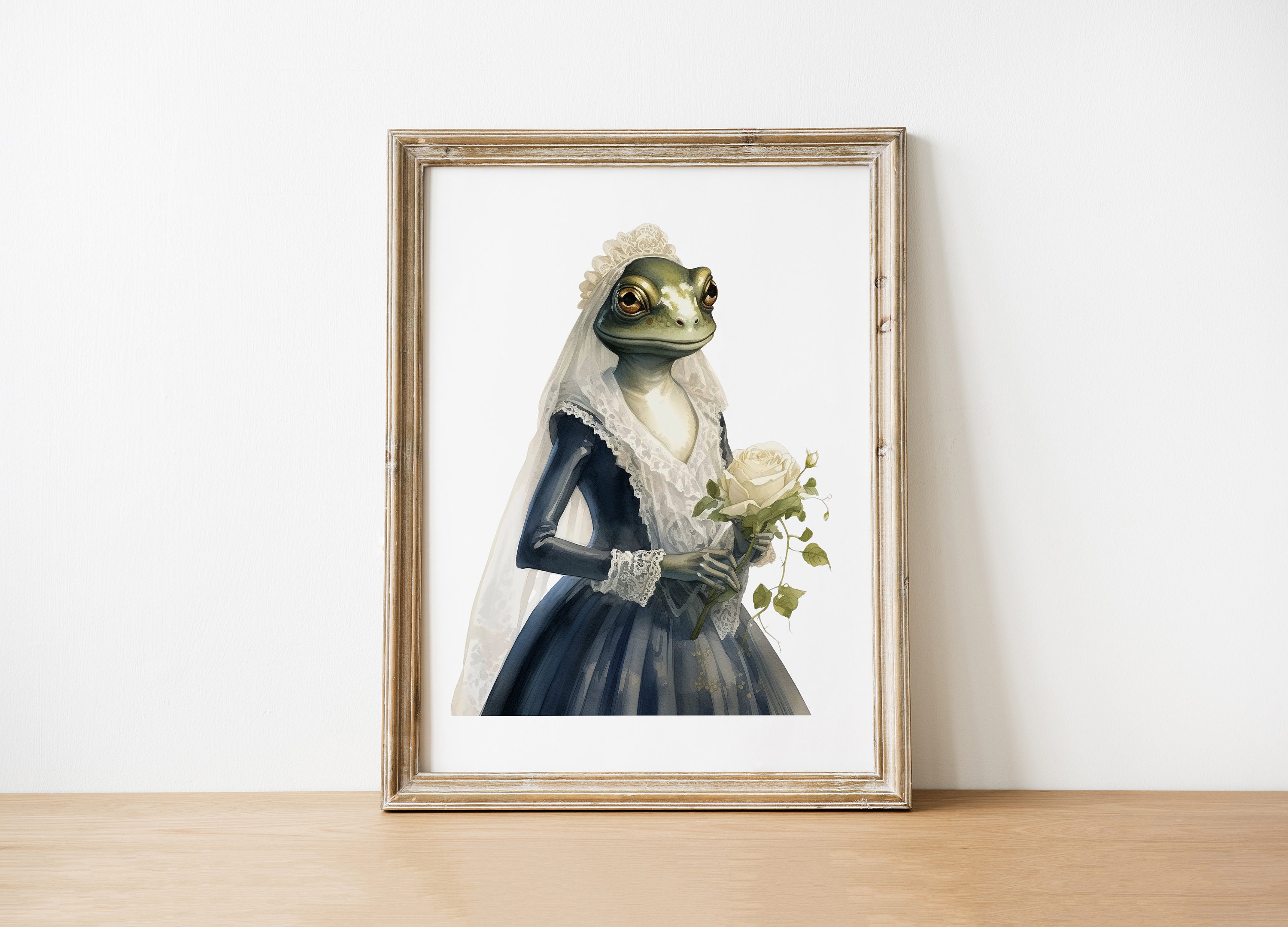 Spooktacular Halloween Toad Wall Art Vintage Frog Bride Witch