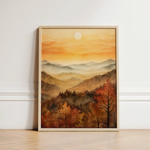 Ozark Mountains Fall Foliage Art Print: Vintage Autumn Decor (Digital Download)