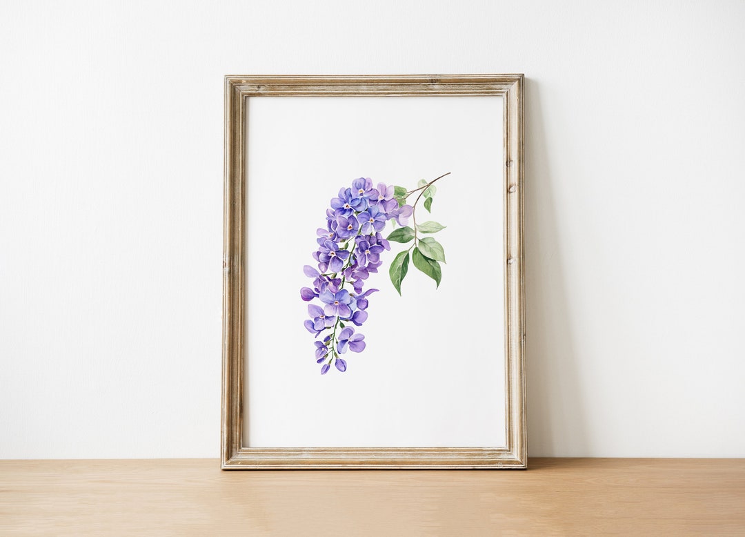 Watercolor Floral Print: Purple Flower Botanical Art (digital Download ...