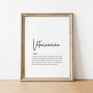 Veterinarian Digital Download Definition Poster Gift Wall Art National Doctors Day