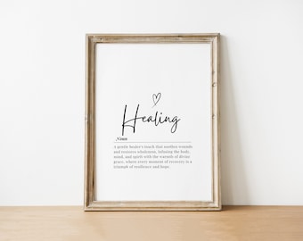 Wydruk „Healing Definition”: Minimalistyczna, inspirująca sztuka ścienna (do pobrania w wersji cyfrowej)
