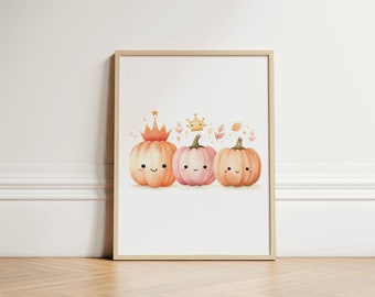 Pink Baby Pumpkins Halloween Wall Art: Kids Nursery Decor (Digital Download)