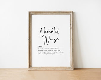 Impresión artística de definición de enfermera neonatal: Decoración de pared minimalista (descarga digital)