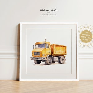 Nursery Decor Dump Truck Wall Decor Dumper Truck Print for Construction Theme Toddler Boy Room Art Watercolor Nursery Decor