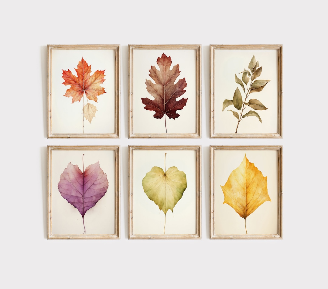 Fall Leaves Wall Art Prints: Botanical Set of 6 (digital Download) - Etsy