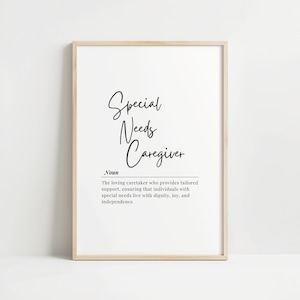 Special Needs Caregiver Digital Art Print | Caregiver Illustration | Inclusive Home Decor | Printable Gift for Caregivers