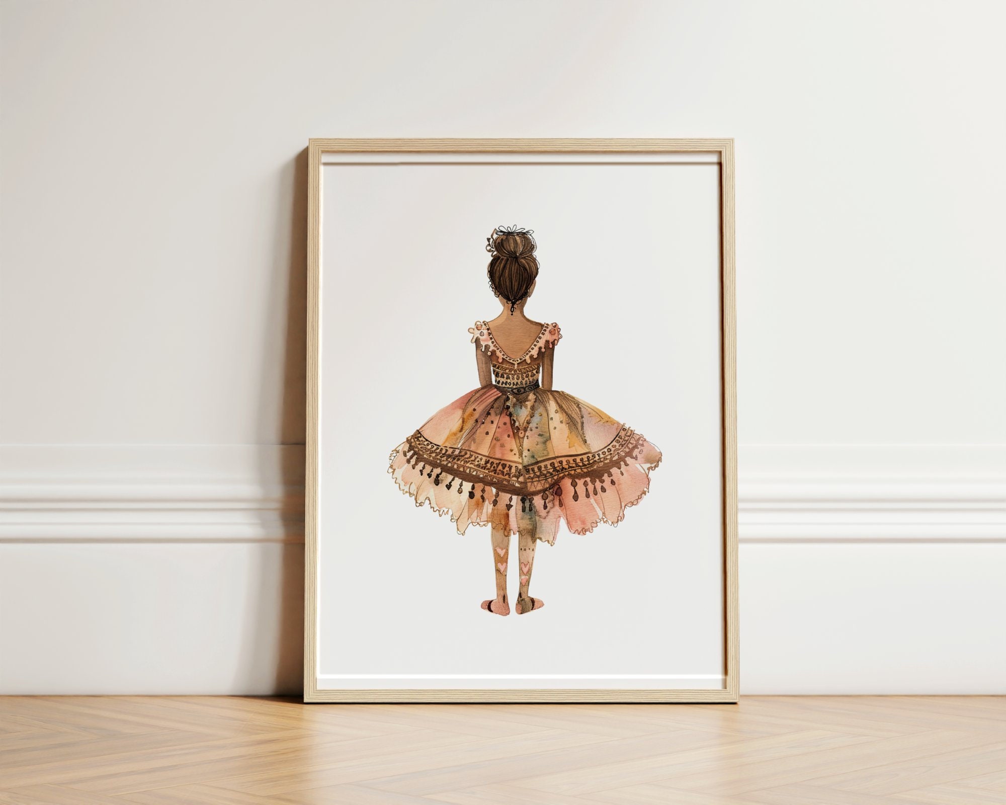 Whimsical Ballerina Art Print: Ballet Dancer Illustration (digital
