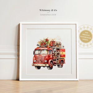 Nursery Decor Transportation Art Print Firetruck Nursery Wall Art Digital Download for Boy Nursery