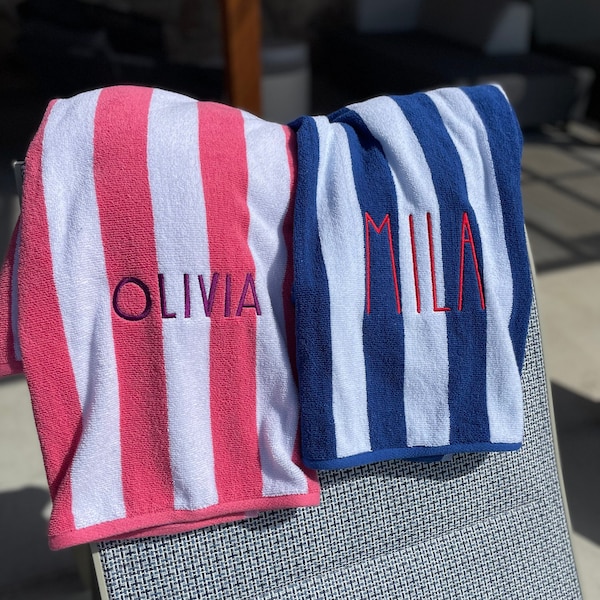 Personalized Cabana Stripe Towel, 30 x 60
