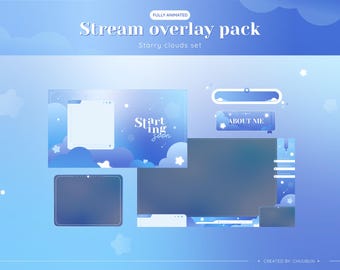 Pakiet animowanych nakładek strumieniowych „Blue Starry Clouds” (do pobrania cyfrowego)