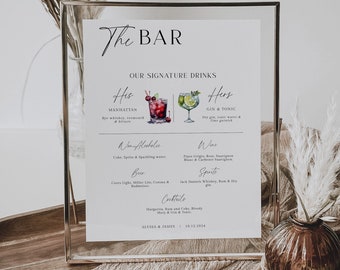 Wedding Bar Menu, Signature Drink Sign, Bar Menu Wedding, Bar Menu Sign, The Bar Sign, Signature Drink Wedding sign, Wedding Bar Sign