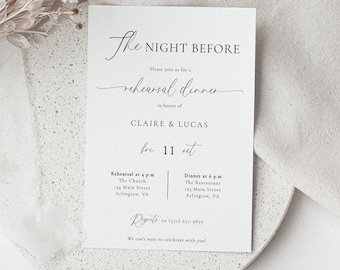 Rehearsal Dinner Invitation, The Night Before Wedding Invitations, Modern Rehearsal, Electronic Rehearsal Invitation, Editable Template