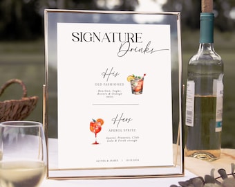Signature Drink Wedding Sign, Wedding Bar Menu, Signature Drink Sign, Wedding Bar Sign, Signature Drink Sign Template, Signature Cocktail