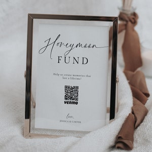Honeymoon Fund Sign, Wedding Qr Code Sign, Honeymoon Fund Gift Sign, Wedding Signs, Honeymoon Wish Sign, Wedding Signage, Venmo Wedding Sign