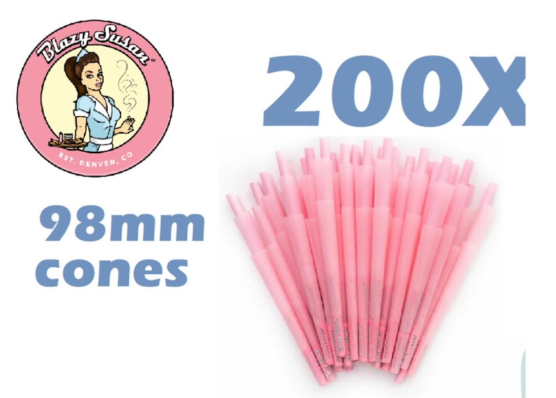 Blazy-Susan Pink Pre-Rolled Cones 25 / 50 / 100 / 200 / 300 Ct 98mm Repackaged 200 Cone