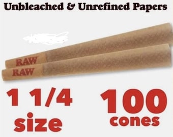 Cono preenrollado natural auténtico RAW Classic de tamaño 1 1/4 (50/100/150/200 CONOS)