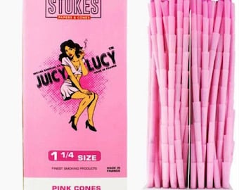 Juicy Lucy Raw Pink Pre Rolled Cone  50 / 100 / 200  1 1/4 Size Natural Organic Cones