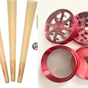 Coni prerollati RAW King Size da 109 mm: confezione da 100/200/300 + grinder per erbe
