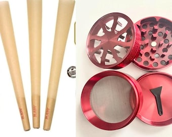 RAW King Size Pre Rolled Cones: Opakowanie 100/200/300 sztuk + młynek do ziół