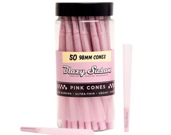 Blazy-Susan Pink Purple  Unbleached Pre-Rolled Cones 50 Ct 98mm 53mm King Size
