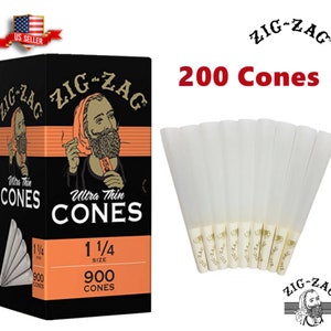 Cono de papel ultrafino Zig-Zag de 1 1/4 pulgadas, paquete de 50, 100 y 200 conos reenvasados a granel