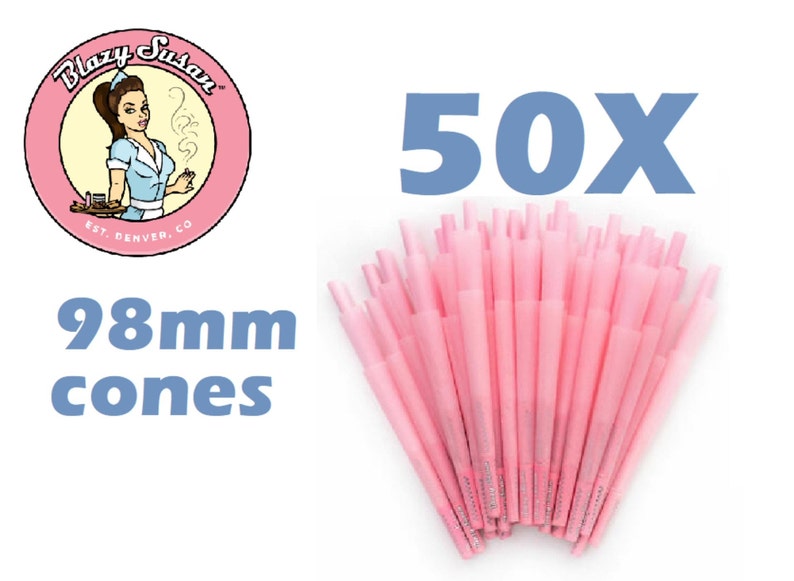 Blazy-Susan Pink Pre-Rolled Cones 25 / 50 / 100 / 200 / 300 Ct 98mm Repackaged image 5