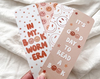 Retro Happy Collection - Handmade Bookmarks, Available as Set or Individual, Bookworm Gift, Gifts for Readers