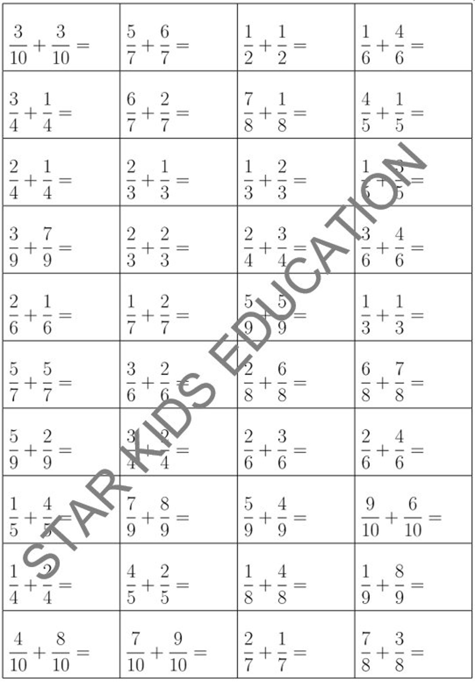 20 Printable Fraction Addition With Common Denominators Worksheet ...