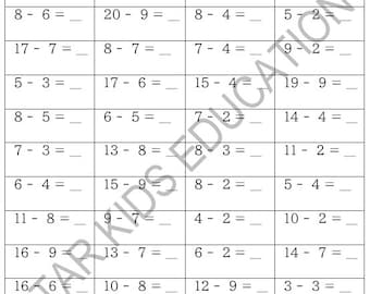 20 Printable Subtraction Worksheet Bundles | Simply Subtraction | Digital File