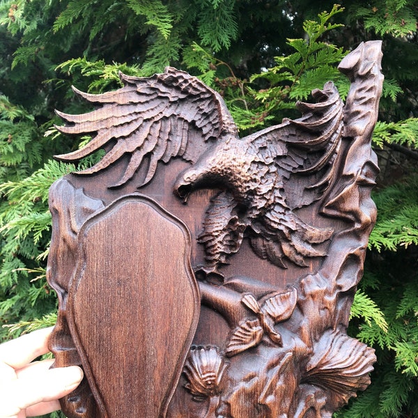 Trophäenschild aus Holz Rehbock Deko Linde Handgemacht Jagd