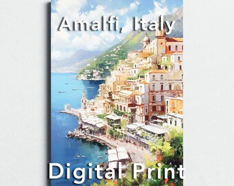 Digital Print of a beautiful town on the Amalfi Coast of Italy