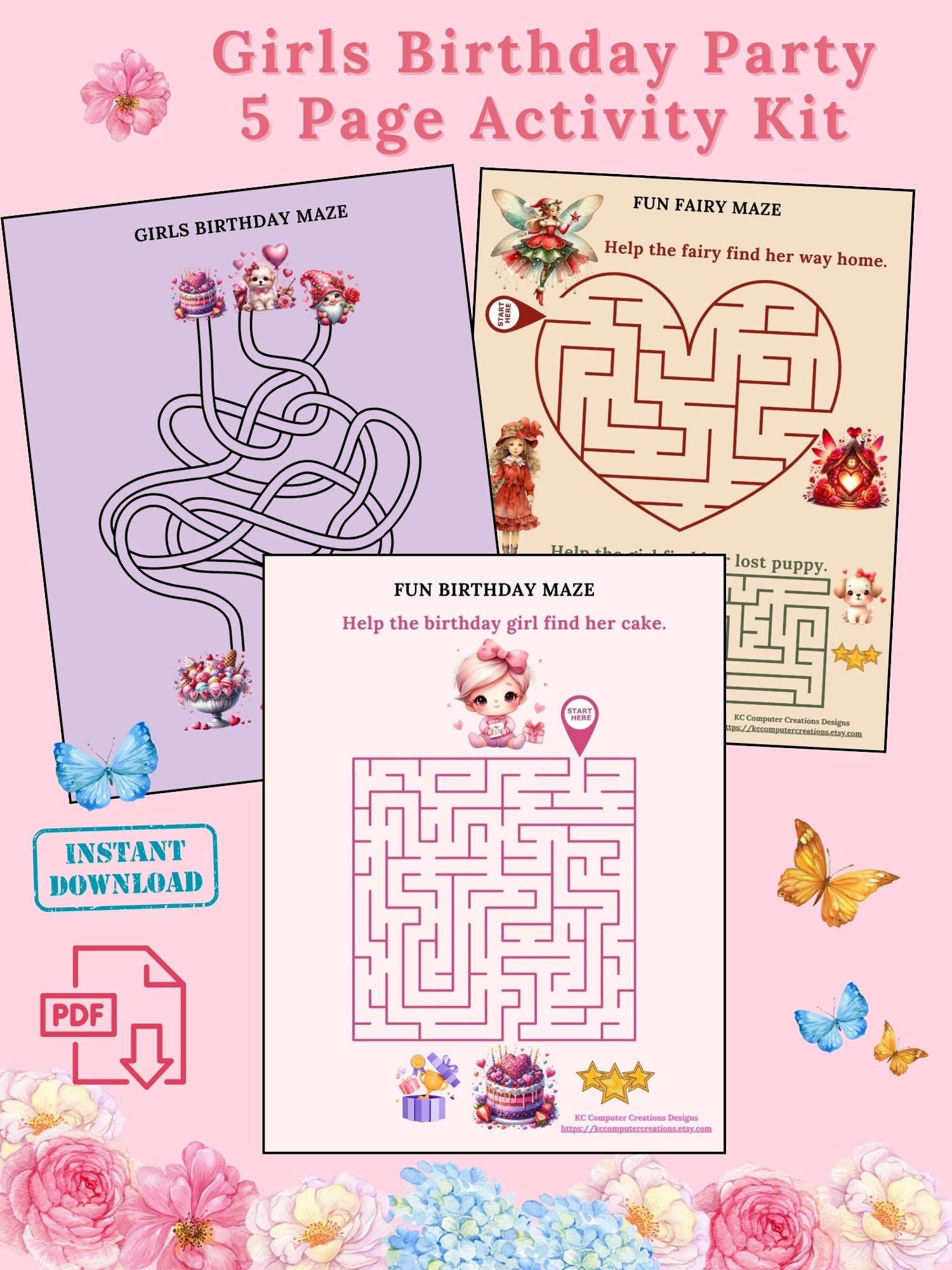 Birthday Girl Activity Kit-girl's Party-fun Activity Sheets-instant ...