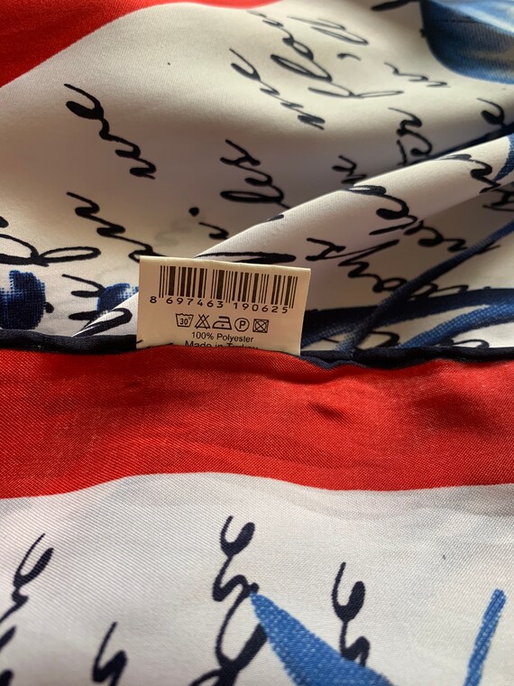 Vintage Red White Blue Pattern Square Floral Fash… - image 4