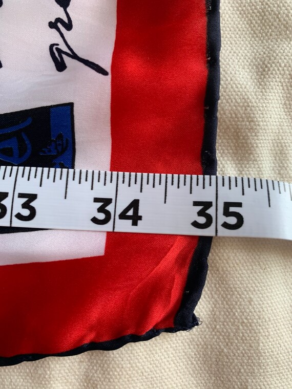 Vintage Red White Blue Pattern Square Floral Fash… - image 8