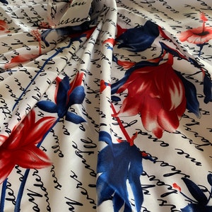 Vintage Red White Blue Pattern Square Floral Fashion Scarf Wrap Kerchief Bandana