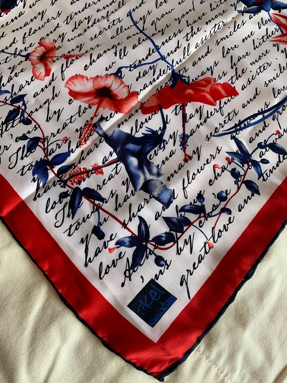 Vintage Red White Blue Pattern Square Floral Fash… - image 6